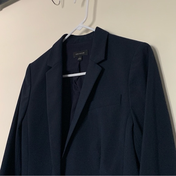 Women’s 6 ANN TAYLOR Navy Blue Single Button Business Casual Blazer Jacket - Picture 3 of 8